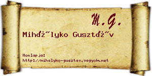 Mihályko Gusztáv névjegykártya